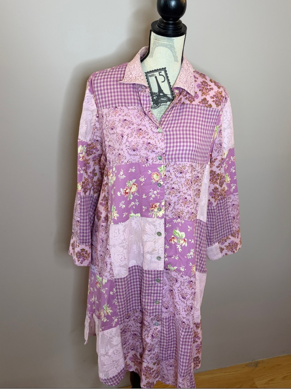 April Cornell Lavender Patchwork Dress
